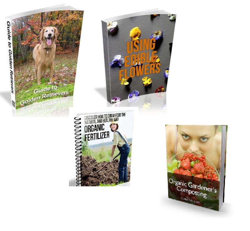 Bundle of Guide to Golden Retrievers , Using Edible Flowers, Organic Fertilizer and Organic Gardeners Composting